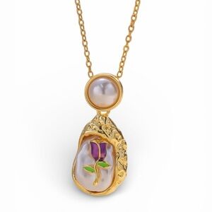 Pearl Rose Pendant Necklace – Dainty, Hypoallergenic